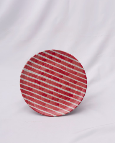 Plato desayuno rayas rojas Plato desayuno rayas rojas