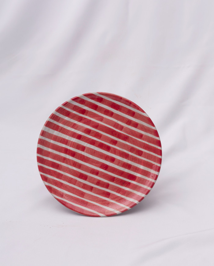 Plato desayuno rayas rojas