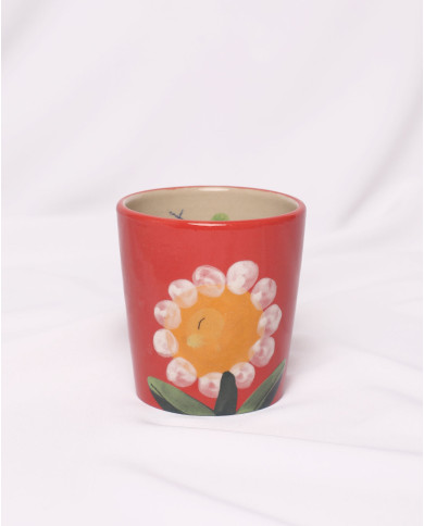 Vaso Rojo Flor blanca