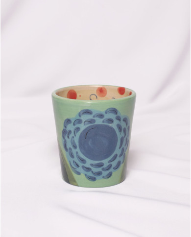 Vaso Verde Agua Flor celeste