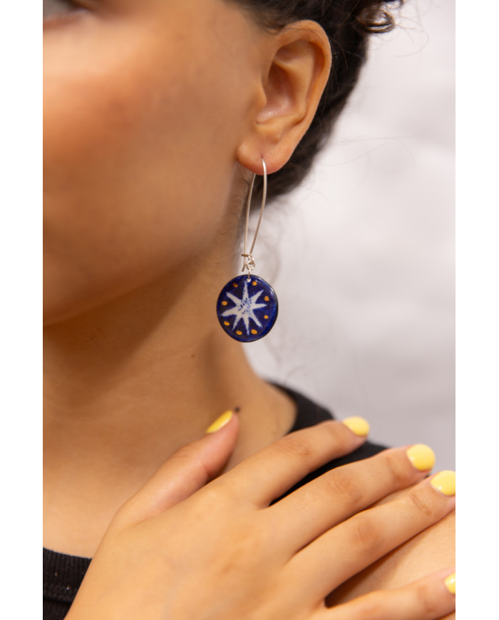 Aretes diseños color azul y dorado