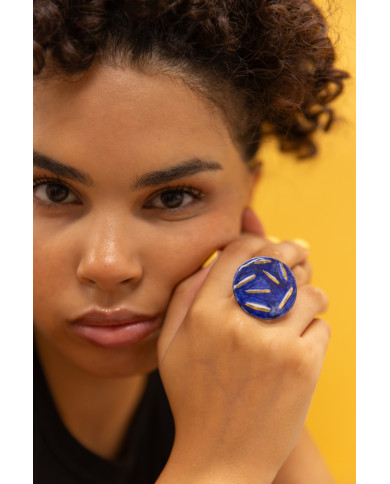 Anillos diseños color azul y dorado