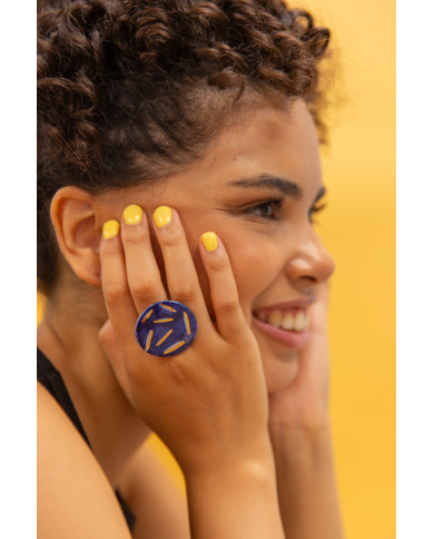 Anillos diseños color azul y dorado